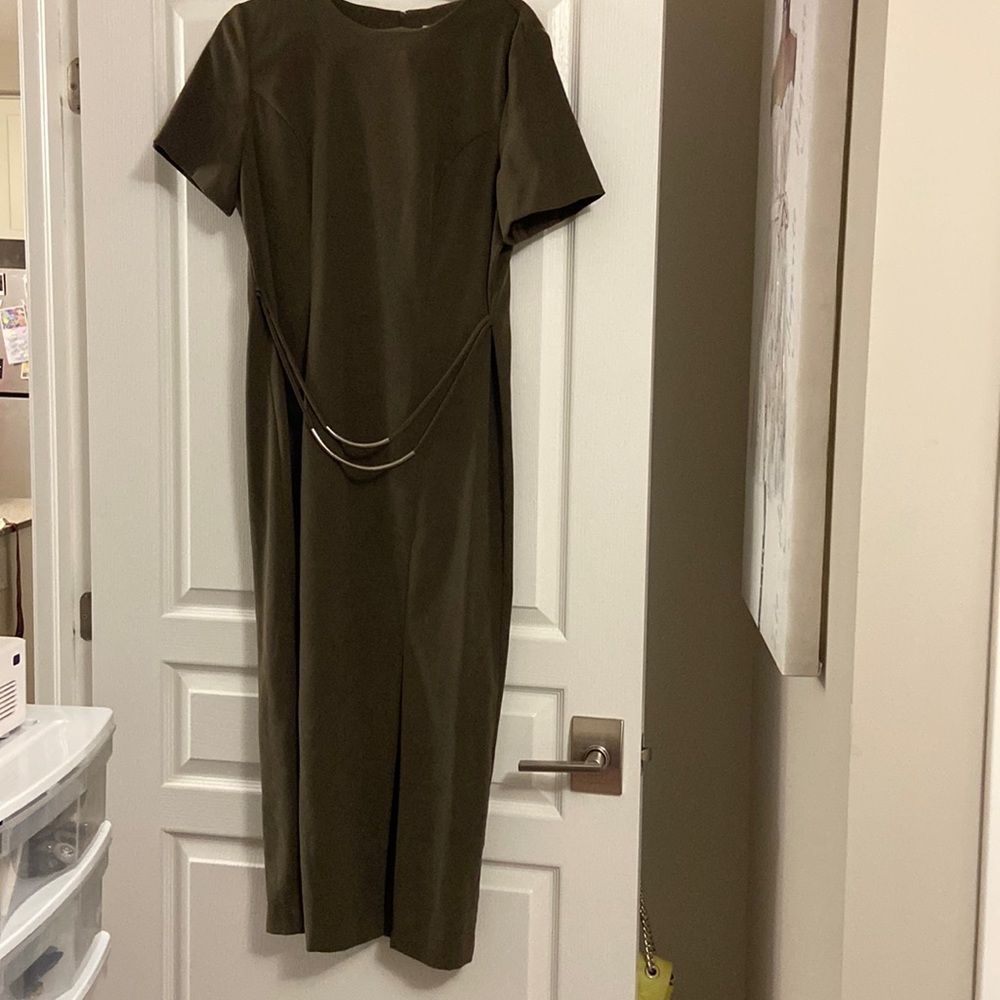 Vintage Jessica olive green dress in size 14.